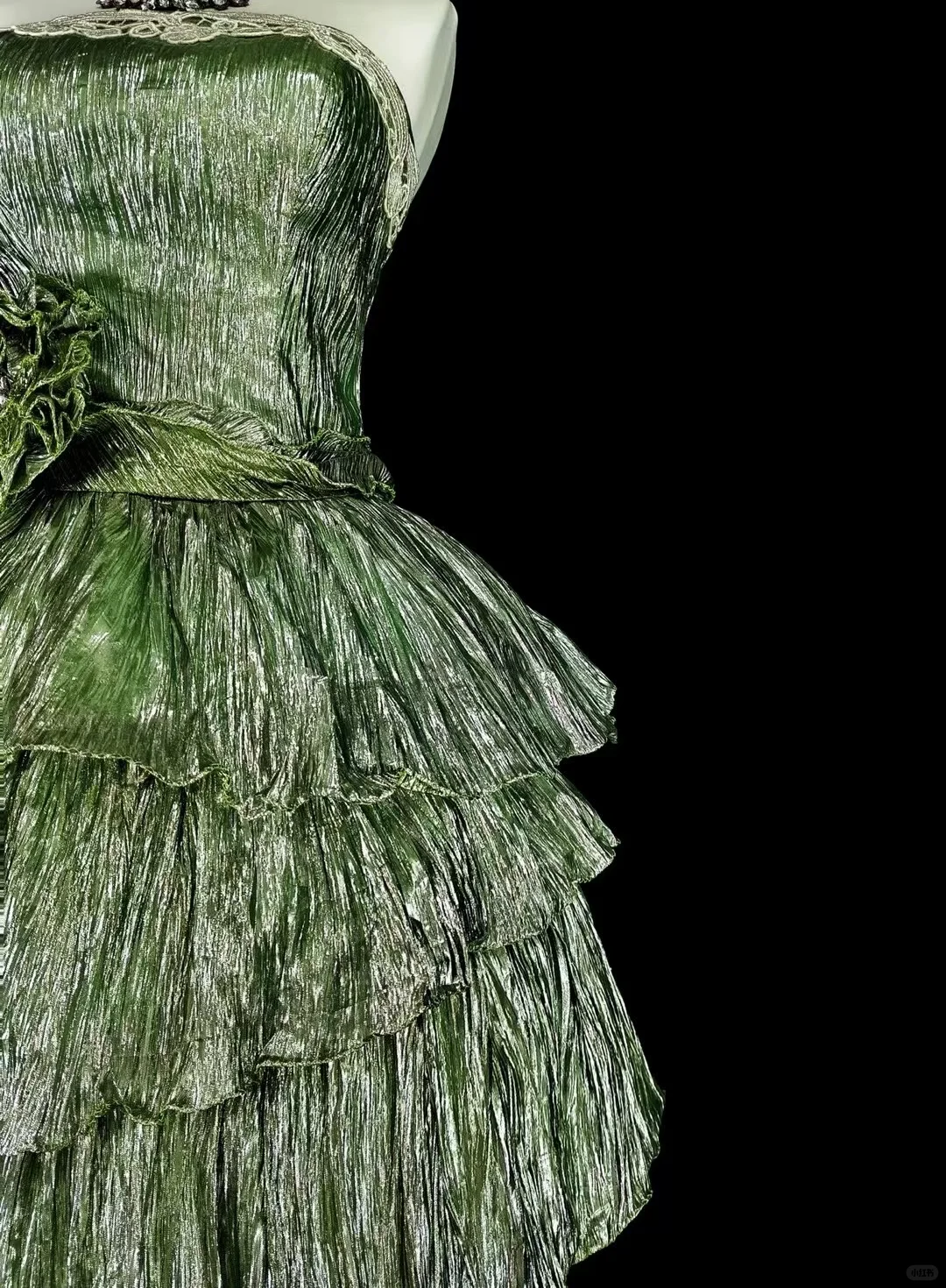 Retro Strapless Tulle Pleated Layered A Line Short 16th Birthday Outfits,Green Short Homecoming Dress D4037