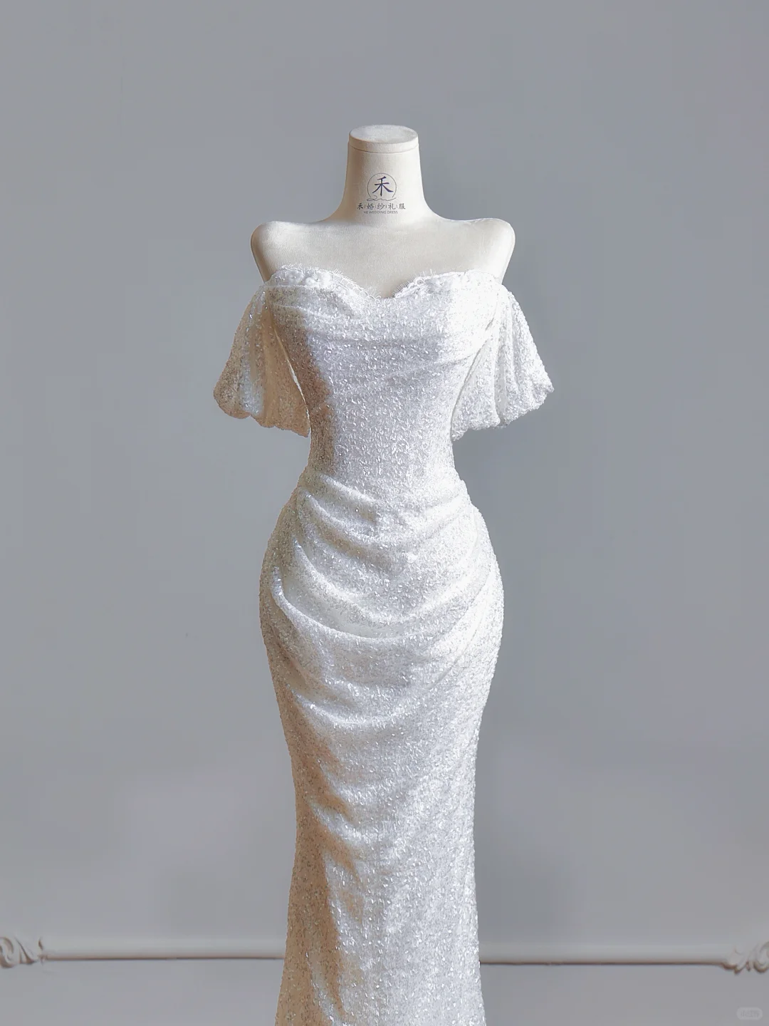 Charming Off The Shoulder White Sequin Mermaid Long Evening Dress Birthday Dress D2504