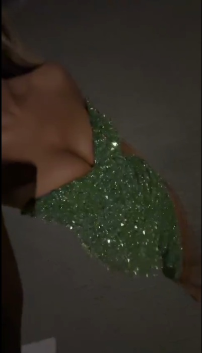 Glamorous Green Sequin Slit Sheath Long Prom Dress Strapless Long Party Dress D5125