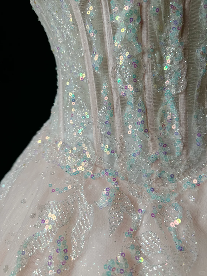 Glitter Pink Spaghetti Straps Tulle Sequin A Line Short Homecoming Dress Mini Party Dress D3252