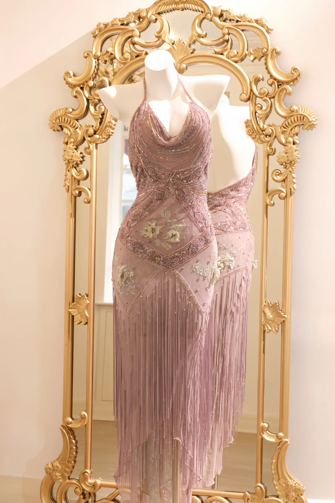 Elegant Halter Chiffon Sequin Beaded Mermaid Prom Dress Pink Backless Birthday Party Gown D2748
