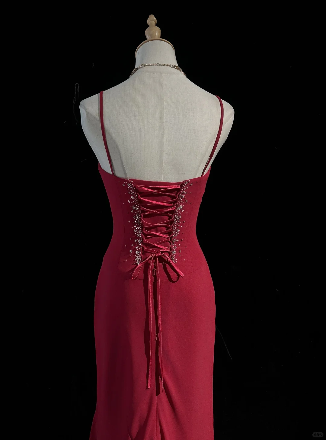Elegant Burgundy Spaghetti Straps Chiffon Beaded Mermaid Long Party Dress,Formal Wedding Guest Dress D2845