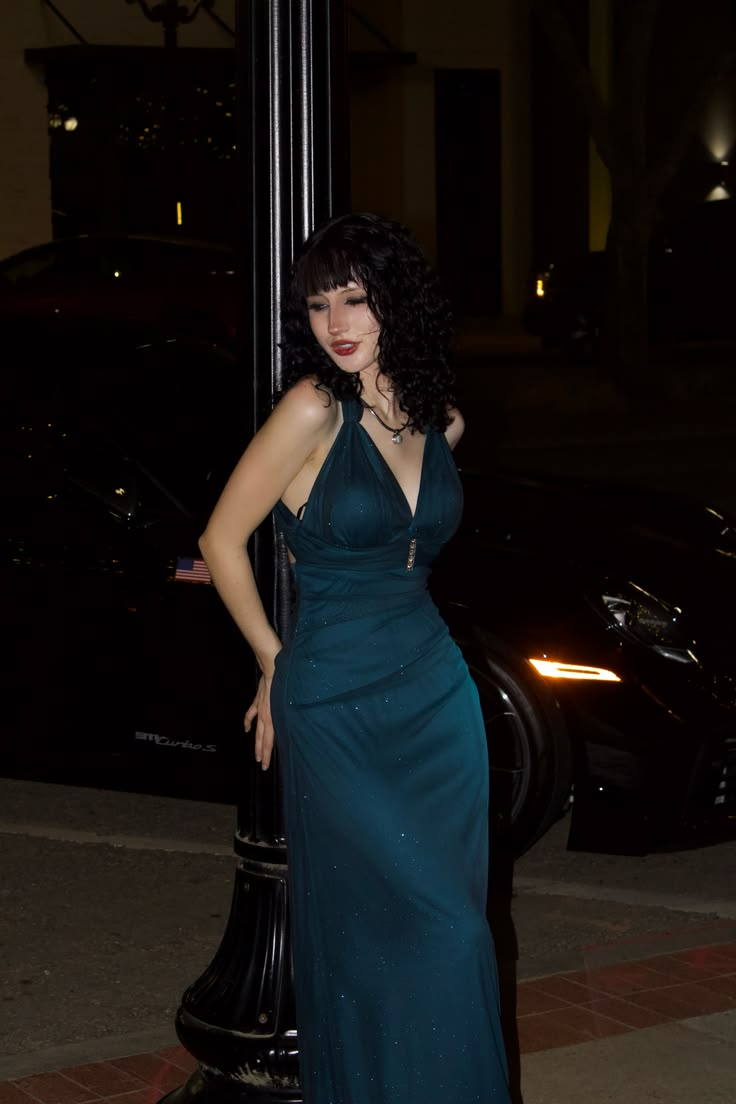 Glitter Halter Teal V Neck Chiffon Sequin Long Prom Dress Evening Dress D4728