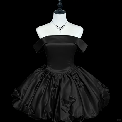 Classy Off The Shoulder Satin A Line Short 6th Grade Homecoming Dress,Blue Mini Birthday Dress With Bow D2794