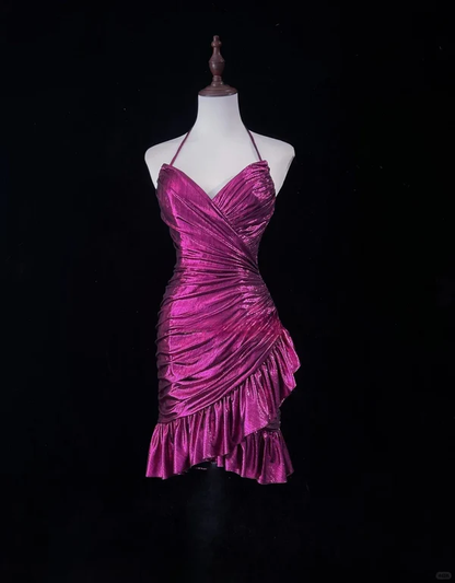 Sexy Halter Pleated Mini Cocktail Dresses Homecoming Dress S272