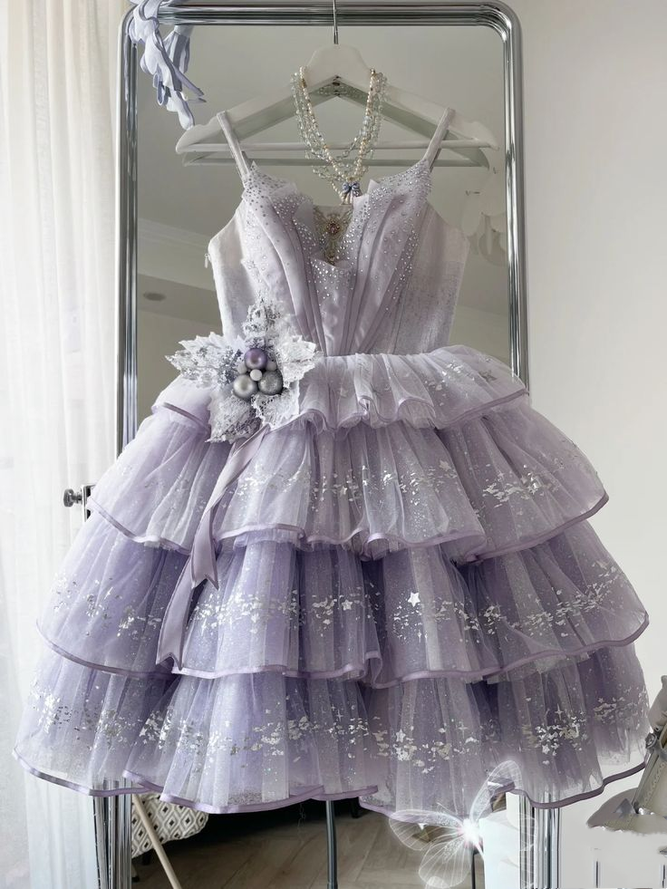 Glamorous Spaghetti Straps Tulle Sequin A Line Short Party Dress,Lilac Short Homecoming Dress D3932
