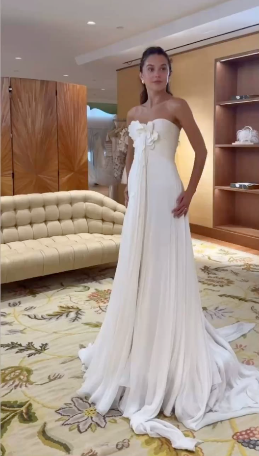Classy White Chiffon Long Evening Dress Strapless Long Birthday Party Dress D4998