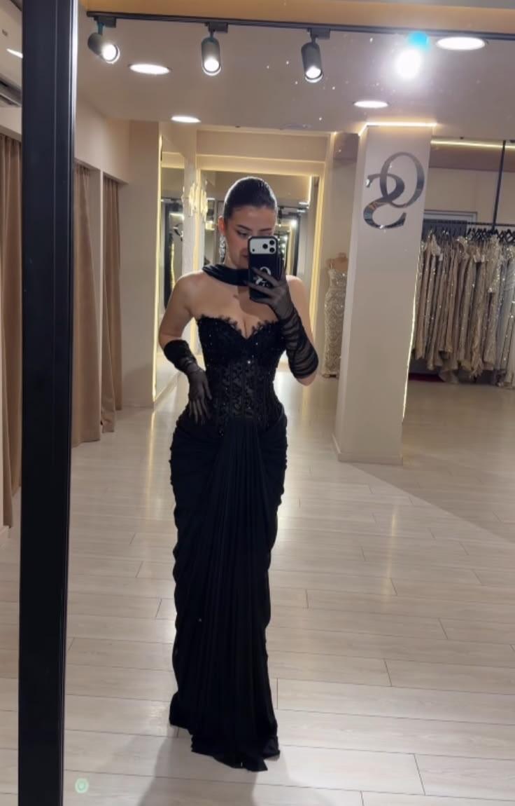 Sexy Black Chiffon Pleated Sheath Party Dress Long Evening Dresses D5197