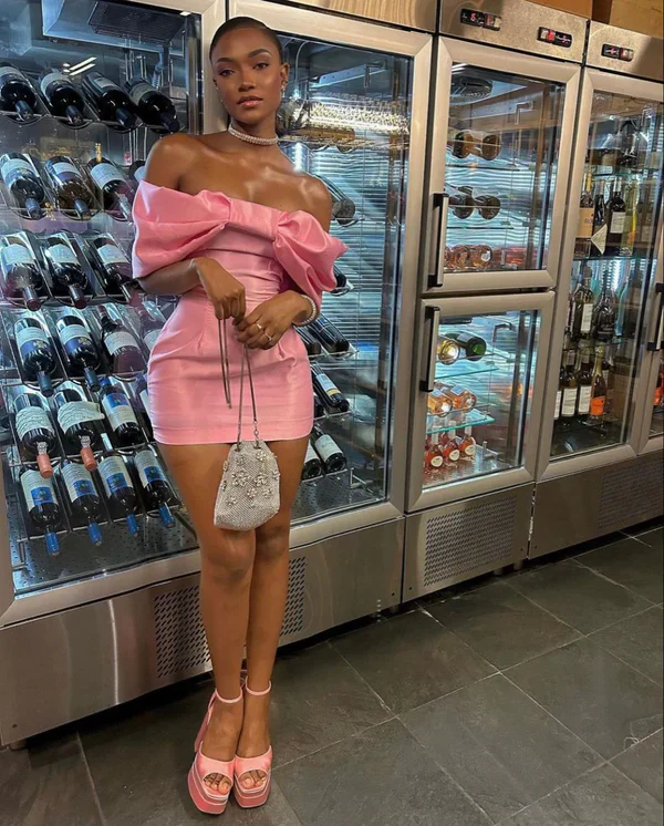 Elegant Pink Off The Shoulder Satin Short Prom Dress,Formal Homecoming Dress S948