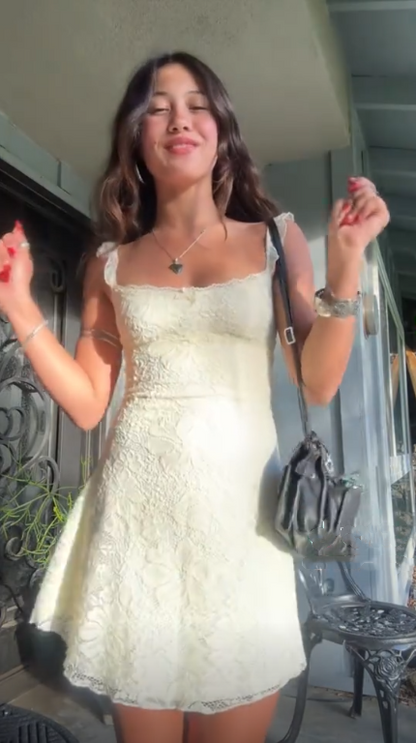 Elegant Spaghetti Straps Beige Lace A Line Short Homecoming Dress Birthday Outfits D3224
