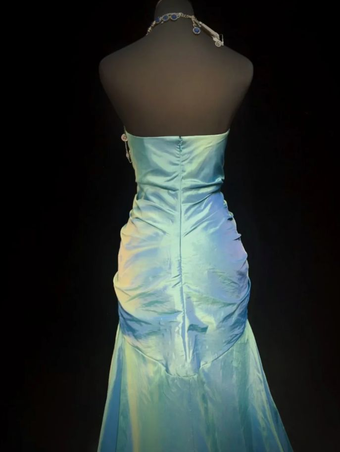 Fashion Sweetheart Neck Green Satin Pleated Beaded Mermaid Long Party Dress Evening Dress D4791