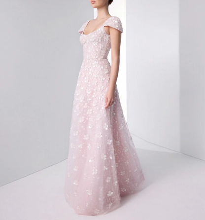 Pretty White Tulle A Line Long Party Dress Formal Prom Dresses D944