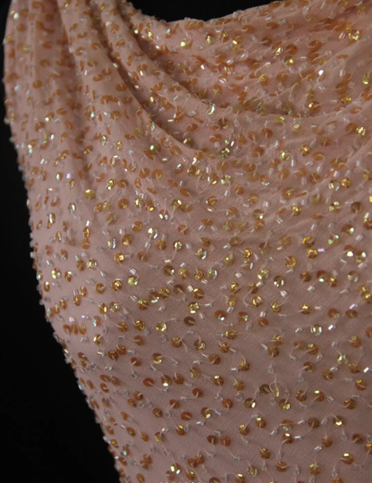 Glamorous Sleeveless Ombre Pink Satin Beaded Mermaid Long Evening Gown Birthday Outfits D2283