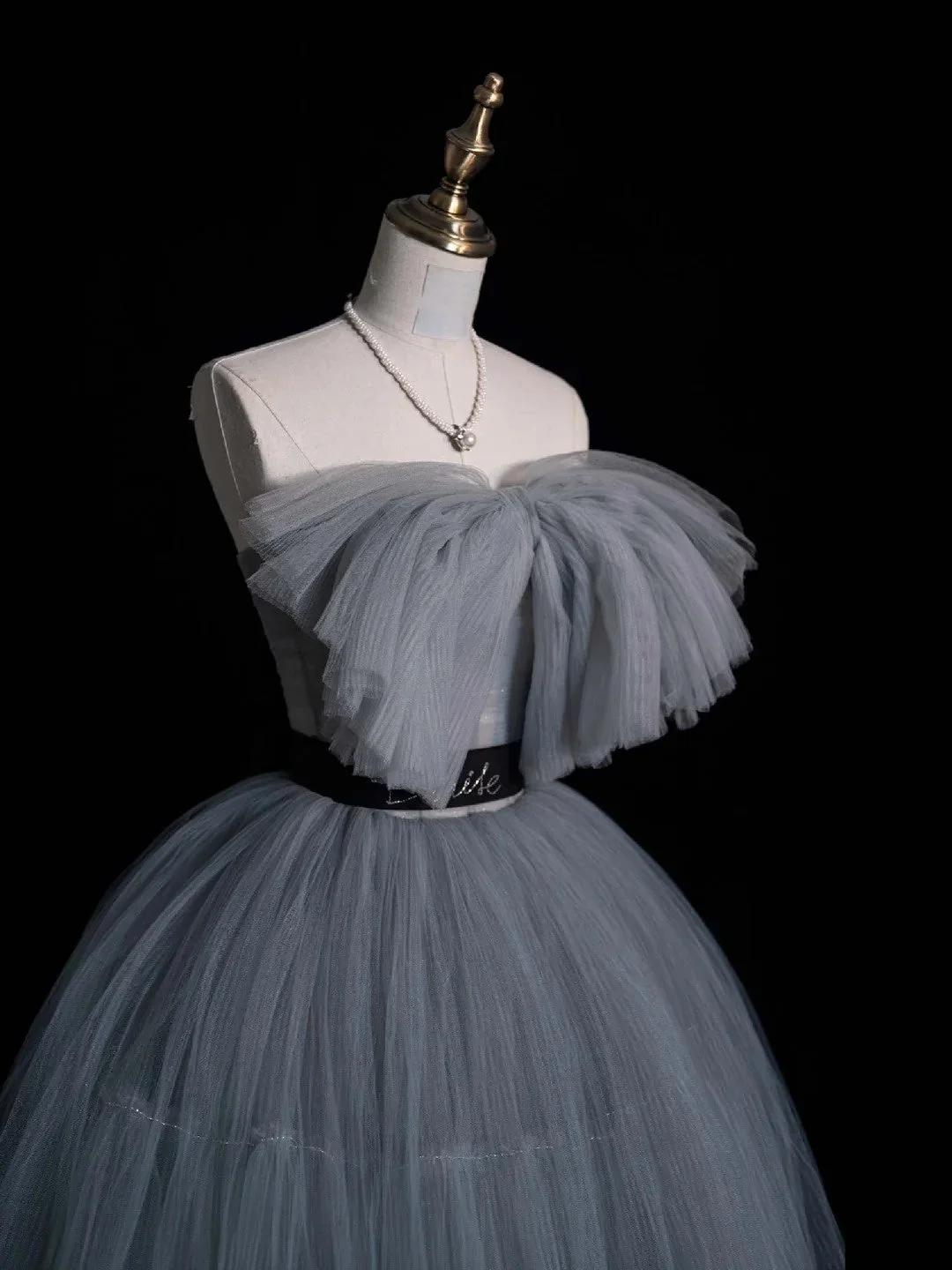 Simple Strapless Gray Tulle Short 16th Birthday Outfits Middle School Homecoming Dresses D4273