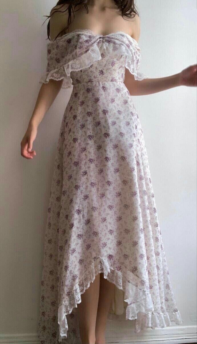 Glamorous Off The Shoulder Chiffon Print Floral Lace Hem Evening Dress,Lilac Long Party Gown D3765