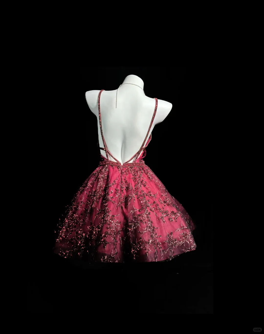 Retro Burgundy Spaghetti Straps Tulle Sequin Beaded A Line Short Homecoming Dress Birthday Outfits D3244