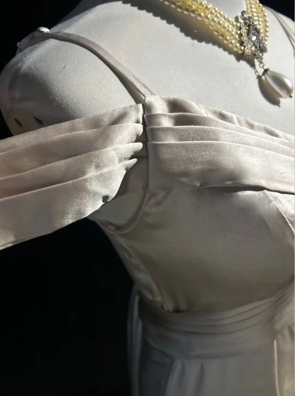 Elegant Light Champagne Off The Shoulder Formal Wedding Guest Dress Long Mermaid Slit Evening Dress Party Dress D2065