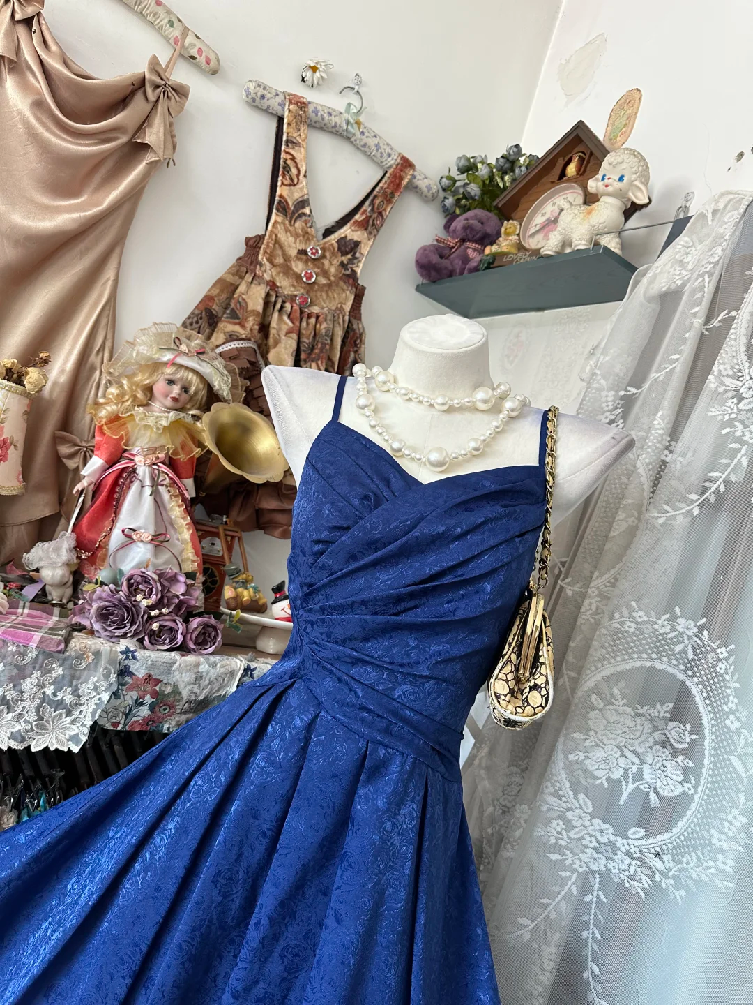 Charming Spaghetti Straps Blue Tulle Satin Floral A Line Short 7th Grade Homecoming Dress,Formal 15th Birthday Outfits D3353