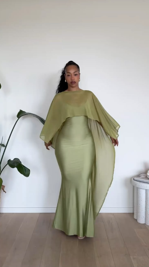Glamorous Green Satin Mermaid Long Party Dress Birthday Prom Gown D4936