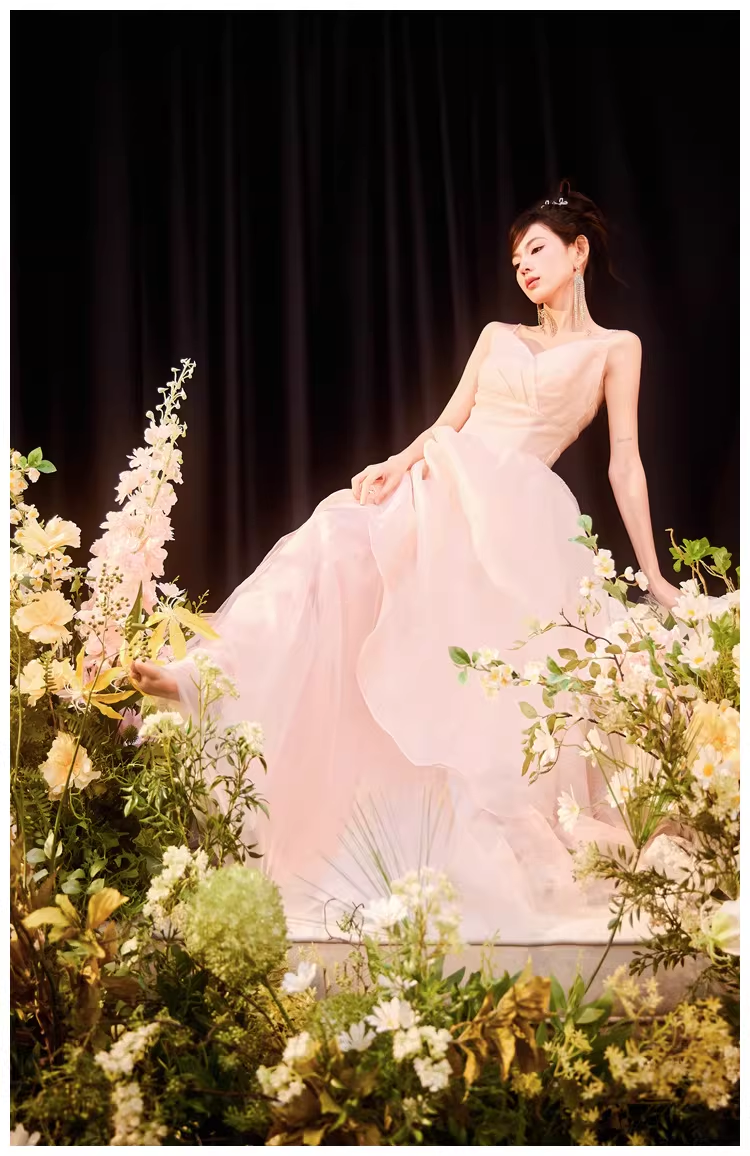 Sweet Pink Spaghetti Straps Tulle Beaded A Line Long Evening Dress Formal 20th Birthday Outfits D2457