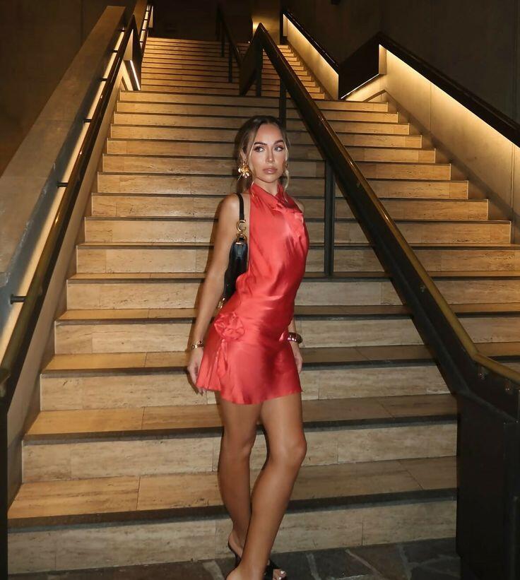 Pretty Watermelon Red Halter Satin Short 6th Grade Homecoming Dress,Backless Mini Birthday Outfits With Floral D3890