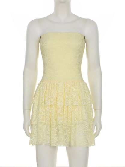 Sexy Pink Lace Strapless A Line Birthday Outfits Mini Homecoming Dress S519