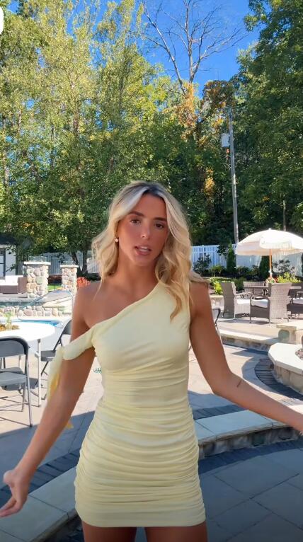 Cute Pastel Yellow Satin Pleated Sheath Short 8th Grade Homecoming Dress Cocktail Dress D3459