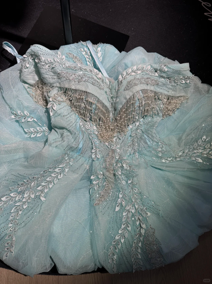 Glamorous Off The Shoulder Tulle Sequin Beaded A Line Homecoming Dress,Blue Mini 16th Birthday Outfits D3020