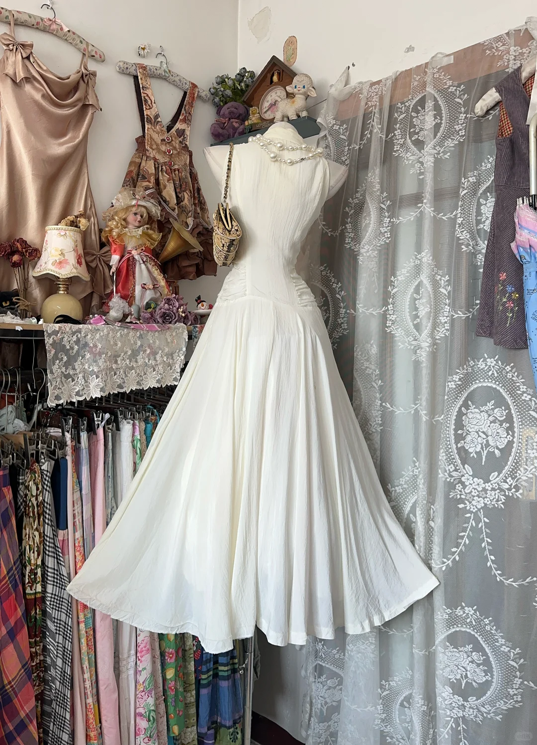 Elegant Off White Sleeveless Satin Chiffon Mermaid Long Party Dress Prom Dress D2882