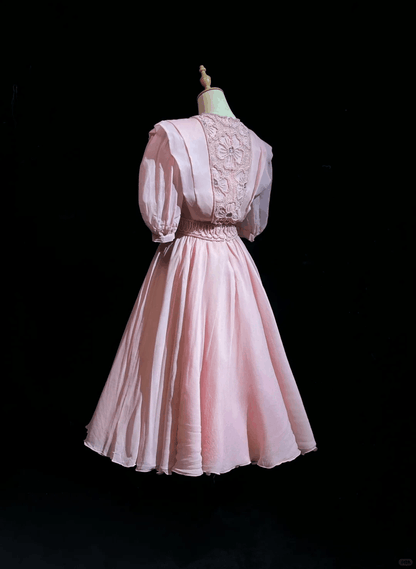 Sweet Pink Chiffon Pearls A Line Short 8th Grade Homecoming Dress,Formal 17th Birthday Outfits D3389