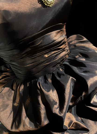 Rotrp Brown Strapless Satin Pleated A Line Short Homecoming Dress Cocktail Dress D3362