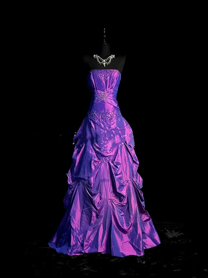 Vintage Mermaid 1950s Sweetheart Grape With Beaded Long Prom Dresses Evening Dress D4423
