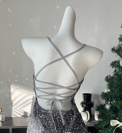 Sparkly Halter Sequin Sheath Cocktail Dress Pink Short Party Dress Homecoming Dress S672