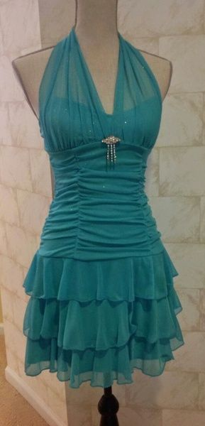 Classy Blue Halter Chiffon Layered Short Homecoming Dress Formal 21st Birthday Outfits D717