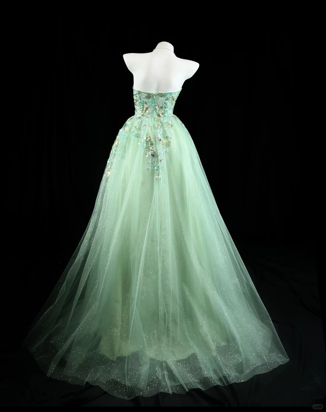 Charming Strapless Mint Green Tulle Sequin A Line Long Evening Dress Party Gown D2514