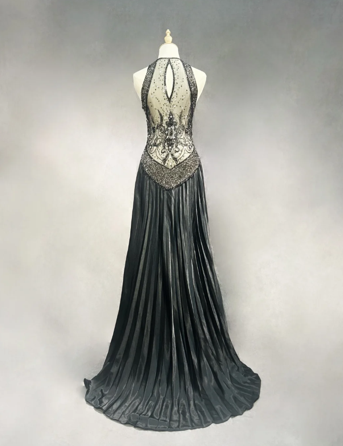 Stylish V Neck Satin Beaded Mermaid Evening Dress Long Wedding Guest Dress Prom Dress D2019