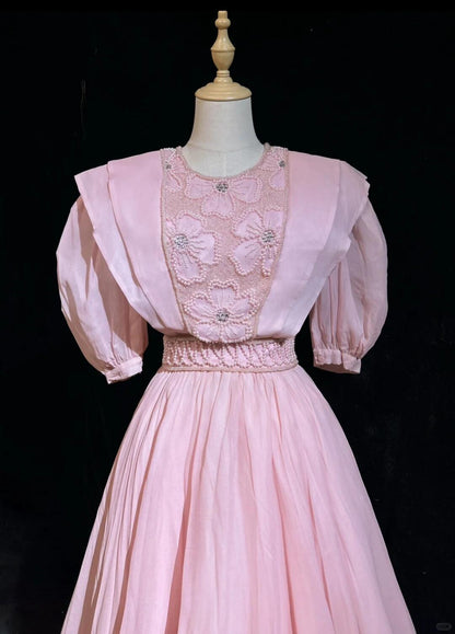 Sweet Pink Chiffon Pearls A Line Short 8th Grade Homecoming Dress,Formal 17th Birthday Outfits D3389
