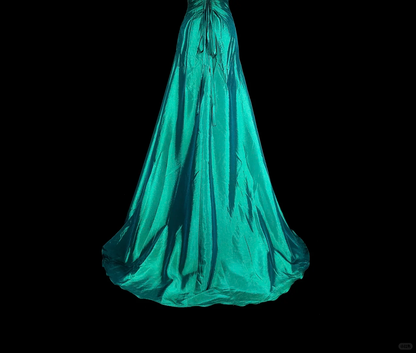 Charming Sweetheart Neck Satin Beaded Long Prom Dress Green Mermaid Evening Dress D5385