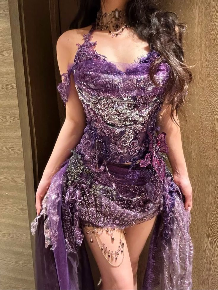 Vintage Halter Purple Tulle Lace Sequin Sheath Cocktail Dress,Short Birthday Outfits D3664