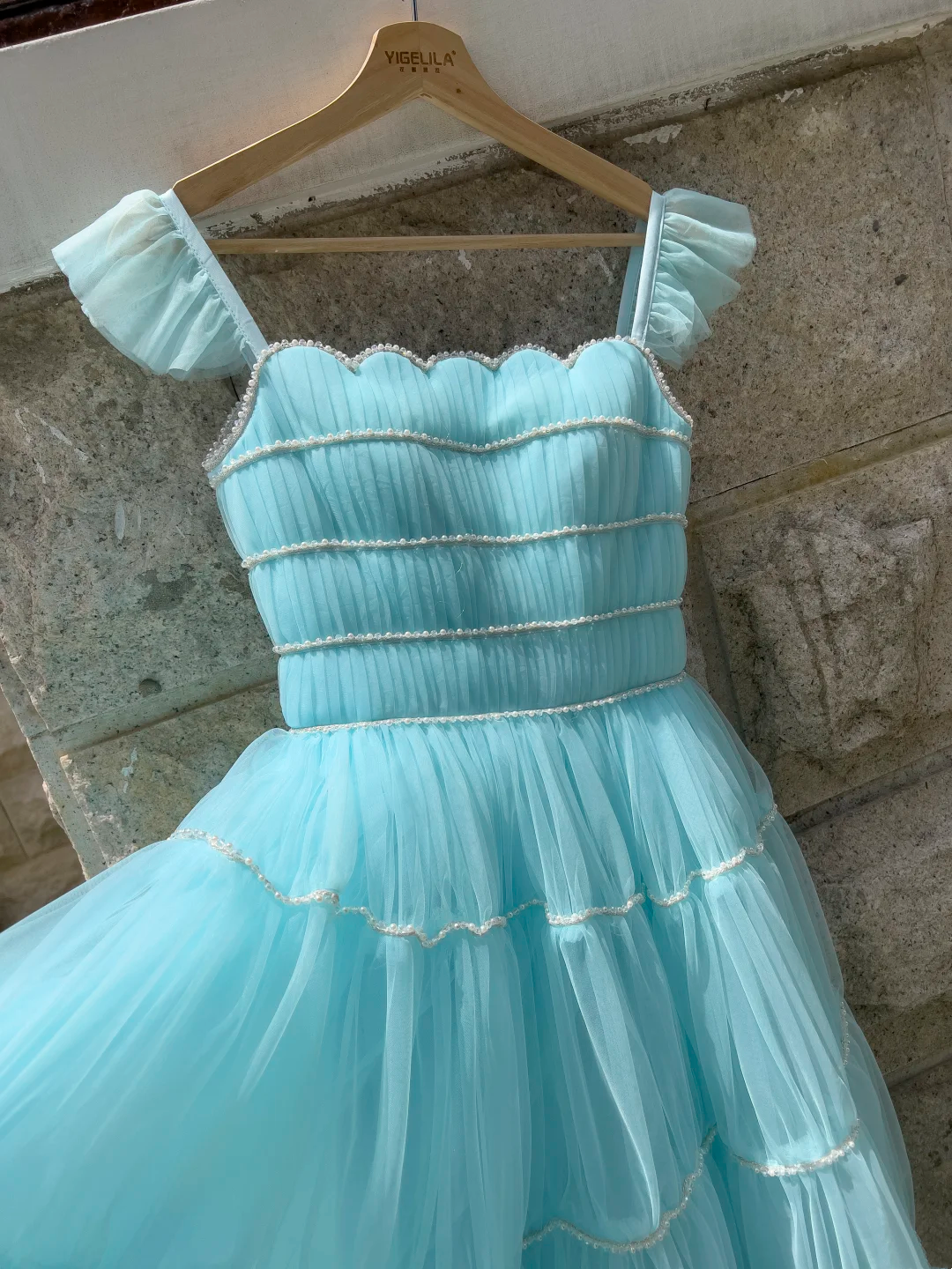 Cute Blue Tulle Beaded A Line Short 15th Birthday Outfits Formal Graduation Homecoming Dress D2953