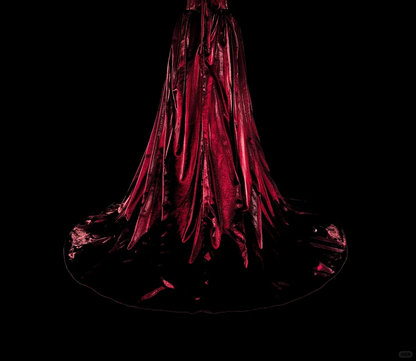 Charming Off The Shoulder Satin Beaded Long Prom Dress Burgundy Evening Dress D5387