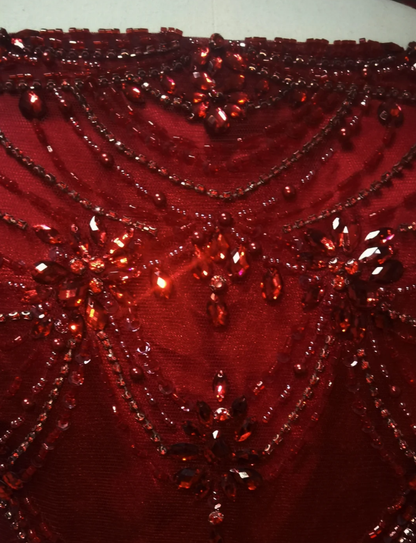 Gorgeous Spaghetti Straps Burgundy Tulle Beaded Ball Gown Sweet 16 Dress D1101