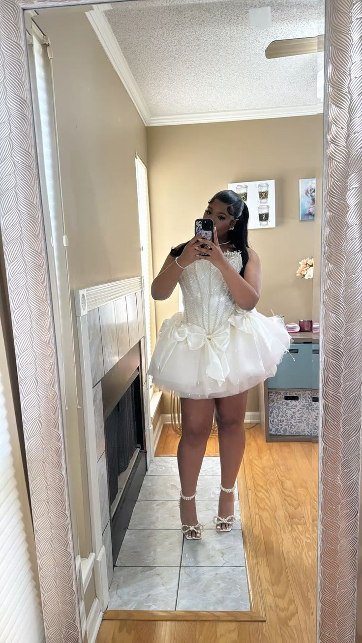 White Strapless A-Line Tulle Birthday Outfits Short Party Dress Classy SweetDress White Strapless A-Line Tulle Birthday Outfits Short Party Dress Classy SweetDress
