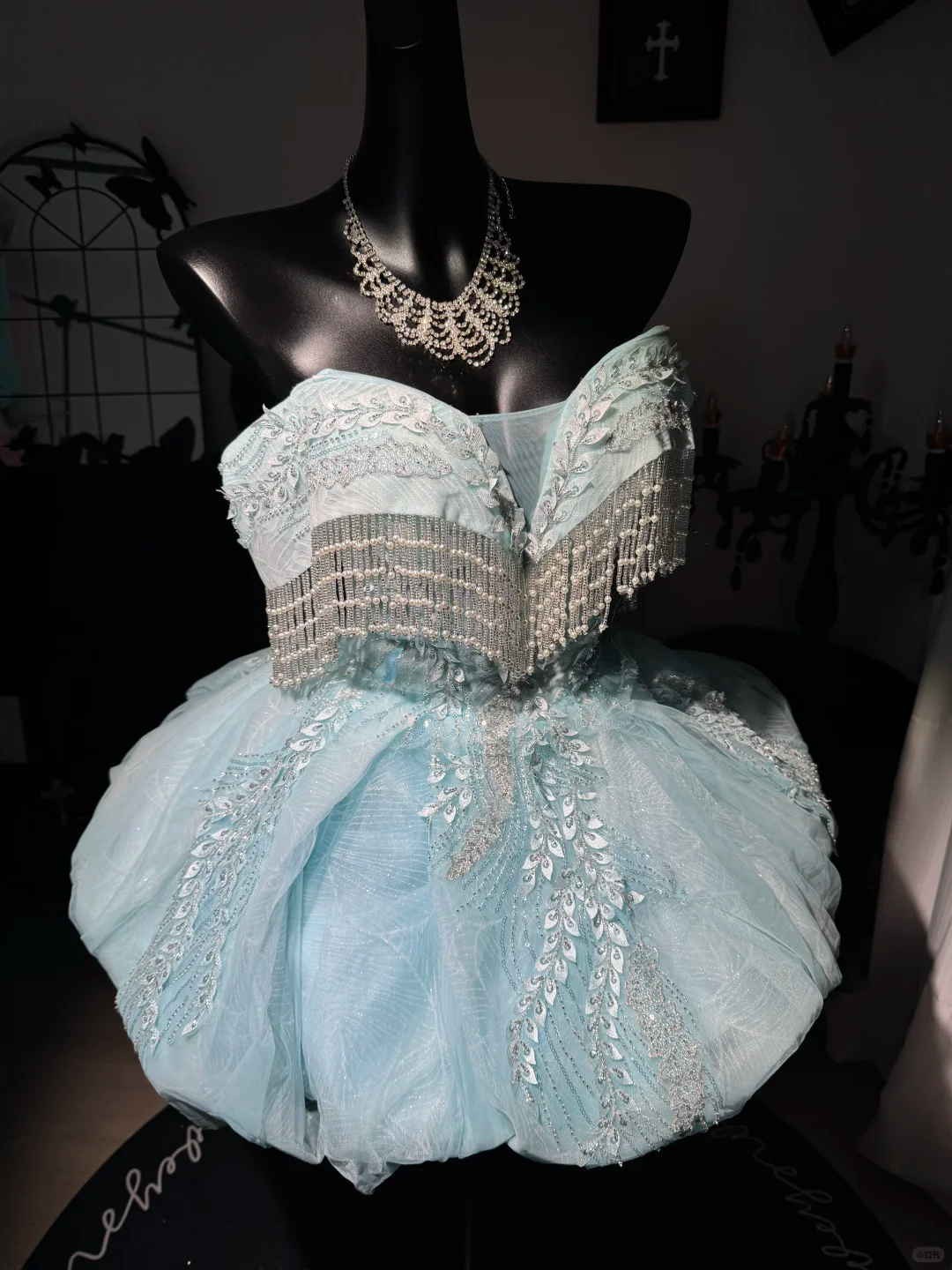 Glamorous Off The Shoulder Tulle Sequin Beaded A Line Homecoming Dress,Blue Mini 16th Birthday Outfits D3020