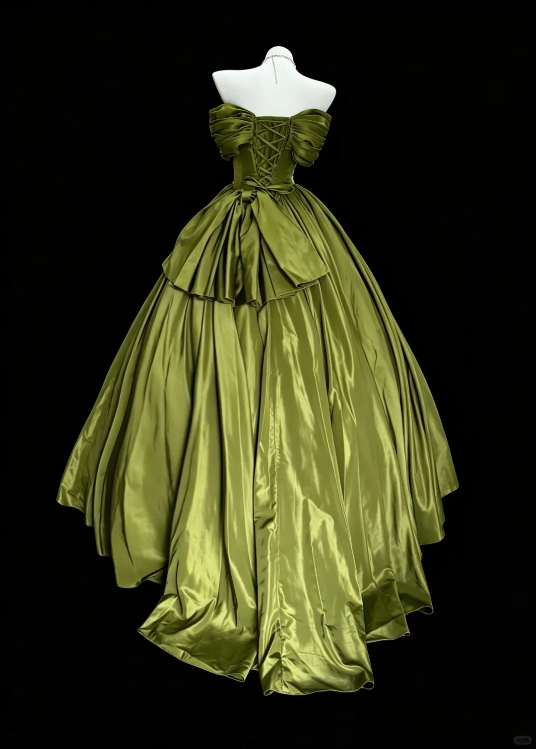 Classy Off The Shoulder Satin Long Evening Dress Olive Green Birthday Party Dress D5287
