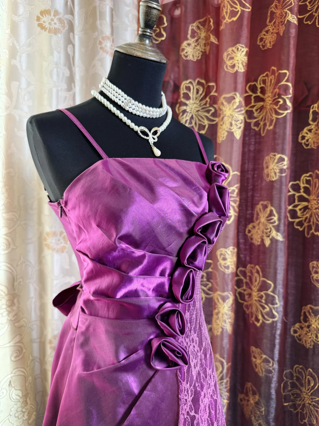 Charming Purple Satin Lace Short Prom Dress Formal Graduation Homecoming Dress D724