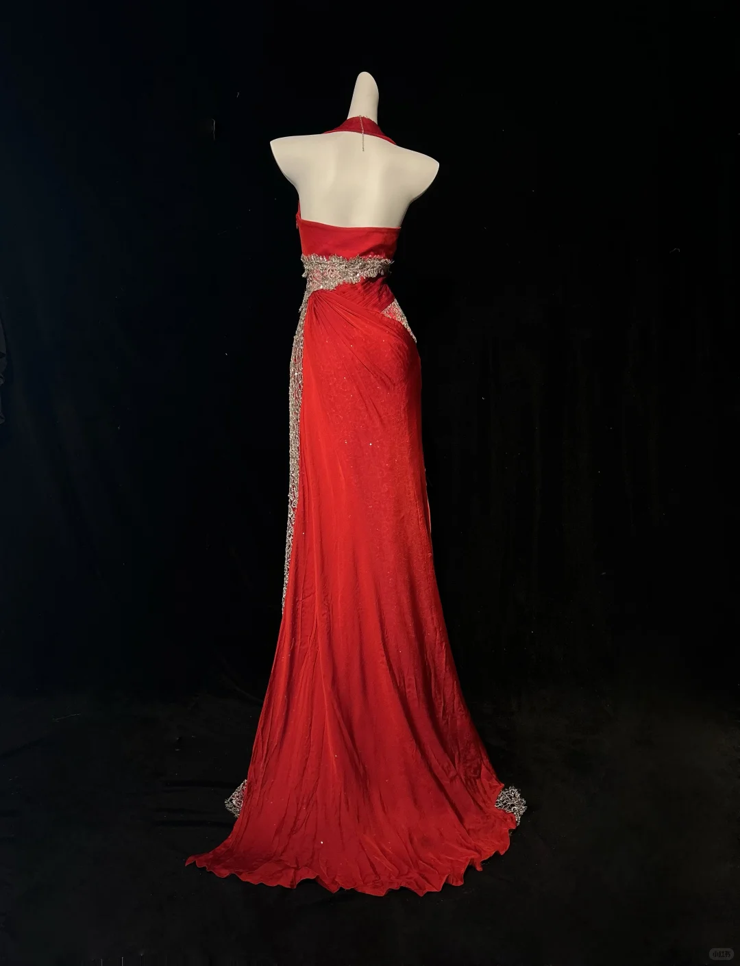 Gorgeous Halter Chiffon Lace Beaded Mermaid Prom Dress,Red Long Party Dress D2837