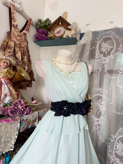 Classy Light Mint Blue Chiffon V Neck Sleeveless Short Birthday Outfits,Formal Graduation Homecoming Dress D3205