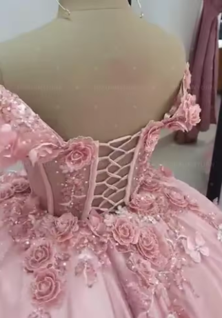 Pretty Off The Shoulder Tulle Appliques Homecoming Dress Pink Short Birthday Dress S681