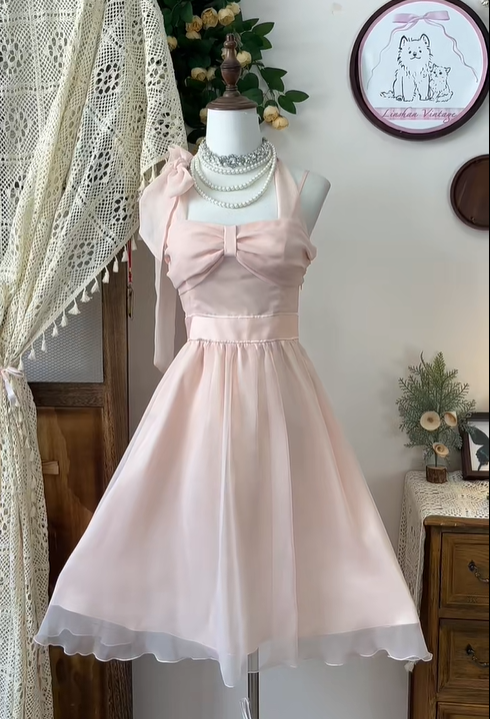 Cute Pink Spaghetti Straps A Line Mini Party Dress Homecoming Dress S331